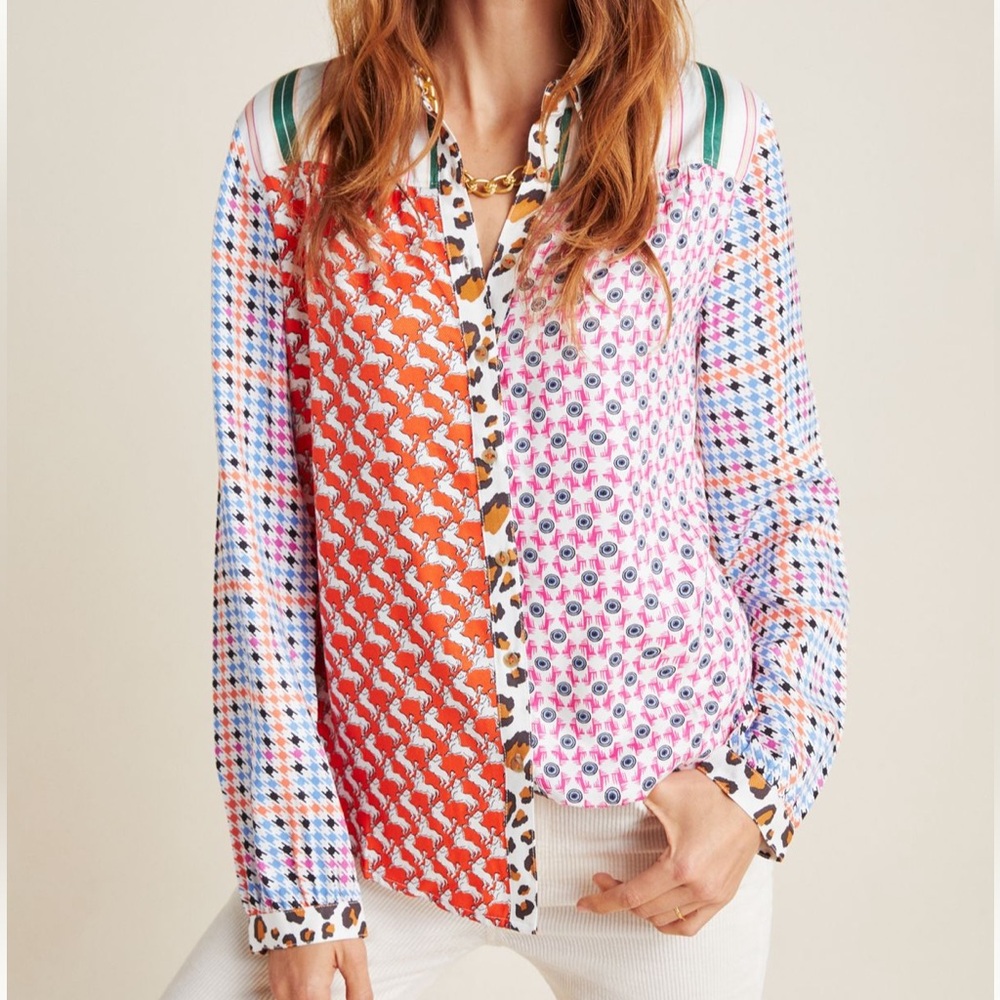 Anthropologie Maeve leopard print button down shirt